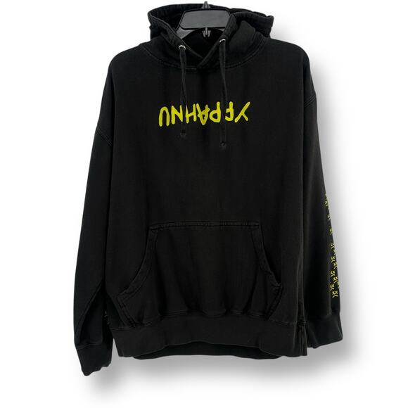 Lil Pump Unhappy Pullover Hoodie Sweatshirt Face Barb Print Sz Large - Picture 1 of 8